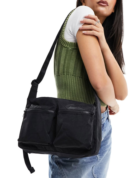 Baggu medium nylon cargo crossbody bag in black