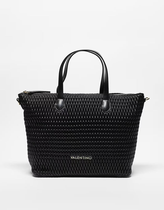 Valentino frequency textured shopper tote bag in black