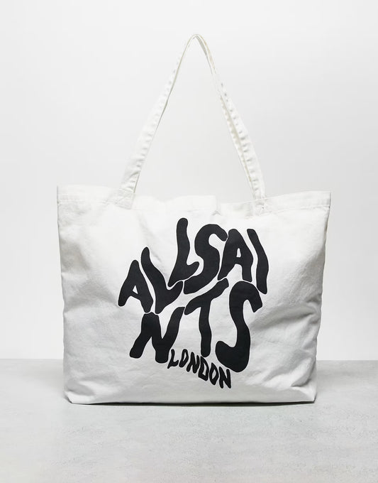 AllSaints Orlando logo tote bag in white