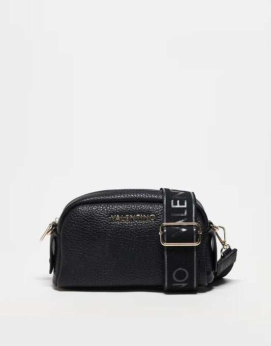 Valentino blossom textured crossbody camera bag in black