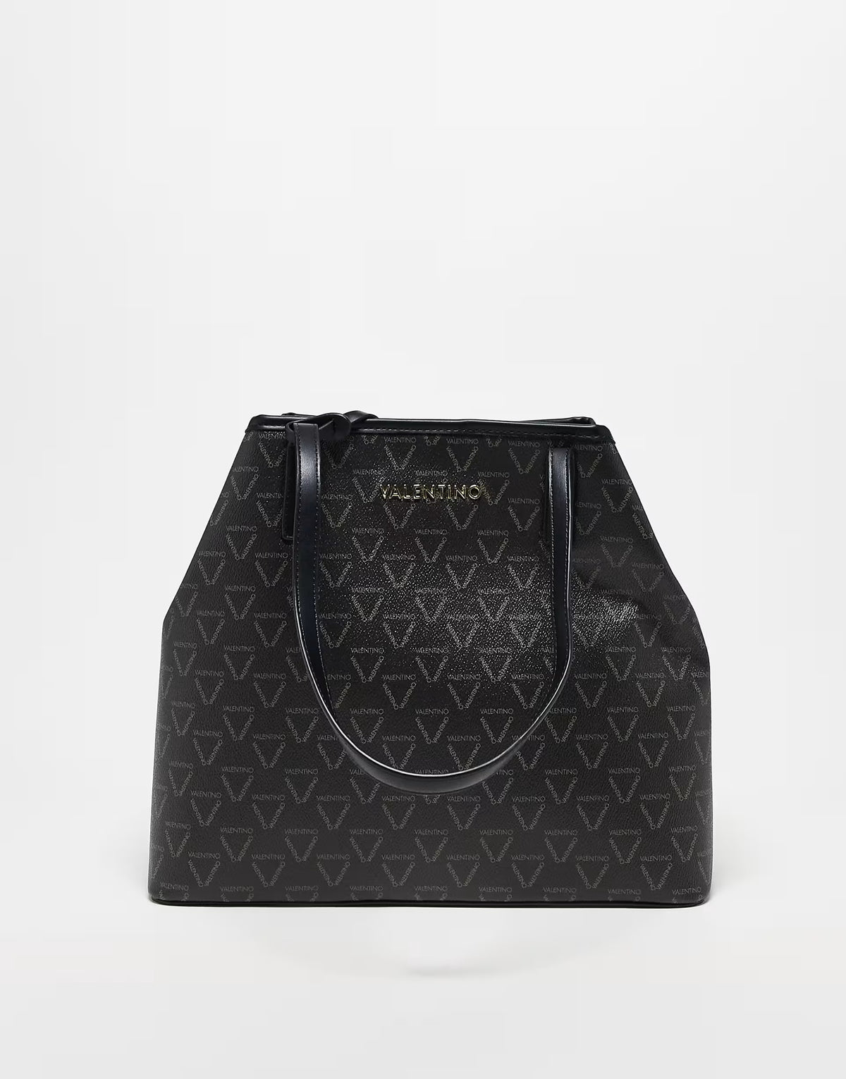 Valentino lady monogram shopper tote bag with inner pouch in black