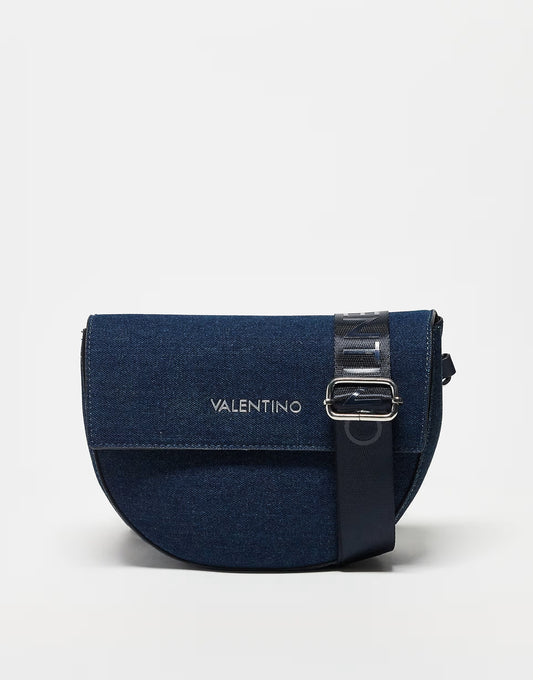 Valentino bigs flap crossbody bag in dark blue denim