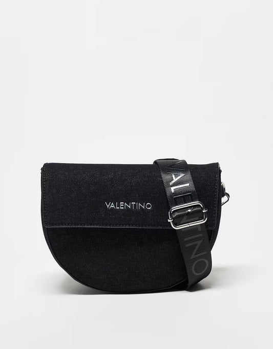 Valentino bigs crossbody saddle bag in black denim