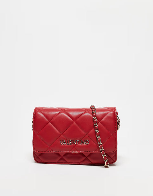 Valentino ocarina quilted crossbody bag with chain strap in red