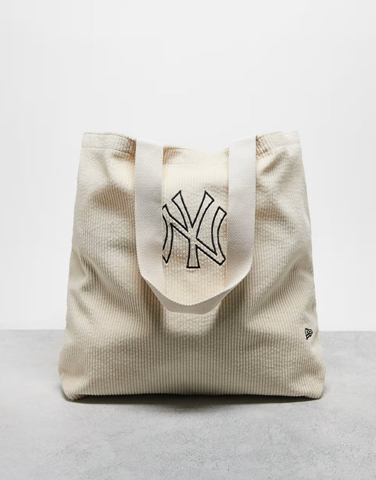 New Era NY Yankees cord tote bag in cream