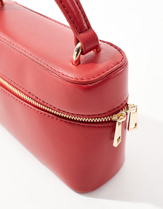 ASOS DESIGN vanity cross body bag in red with detachable crossbody strap in red