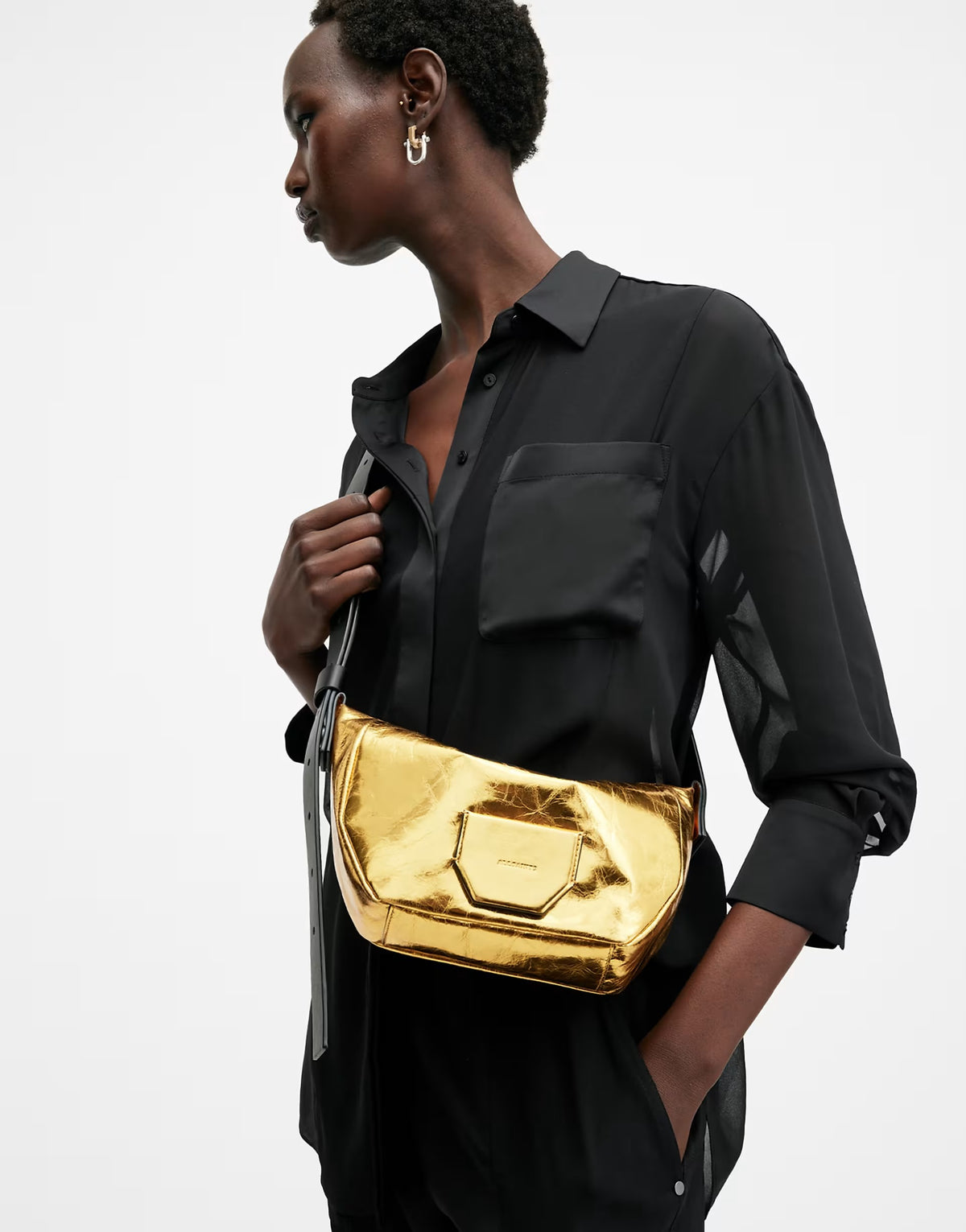 Allsaints Madea crossbody bag in warm gold