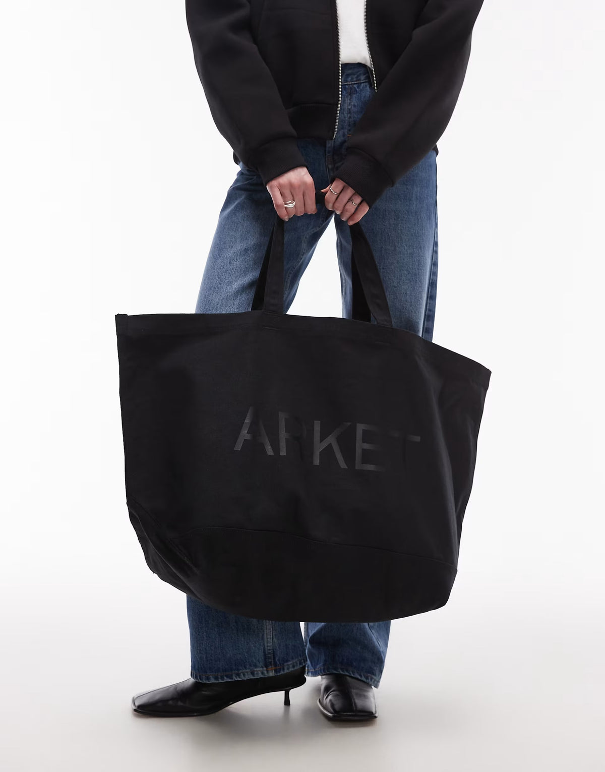 ARKET oversized canvas tote bag in black