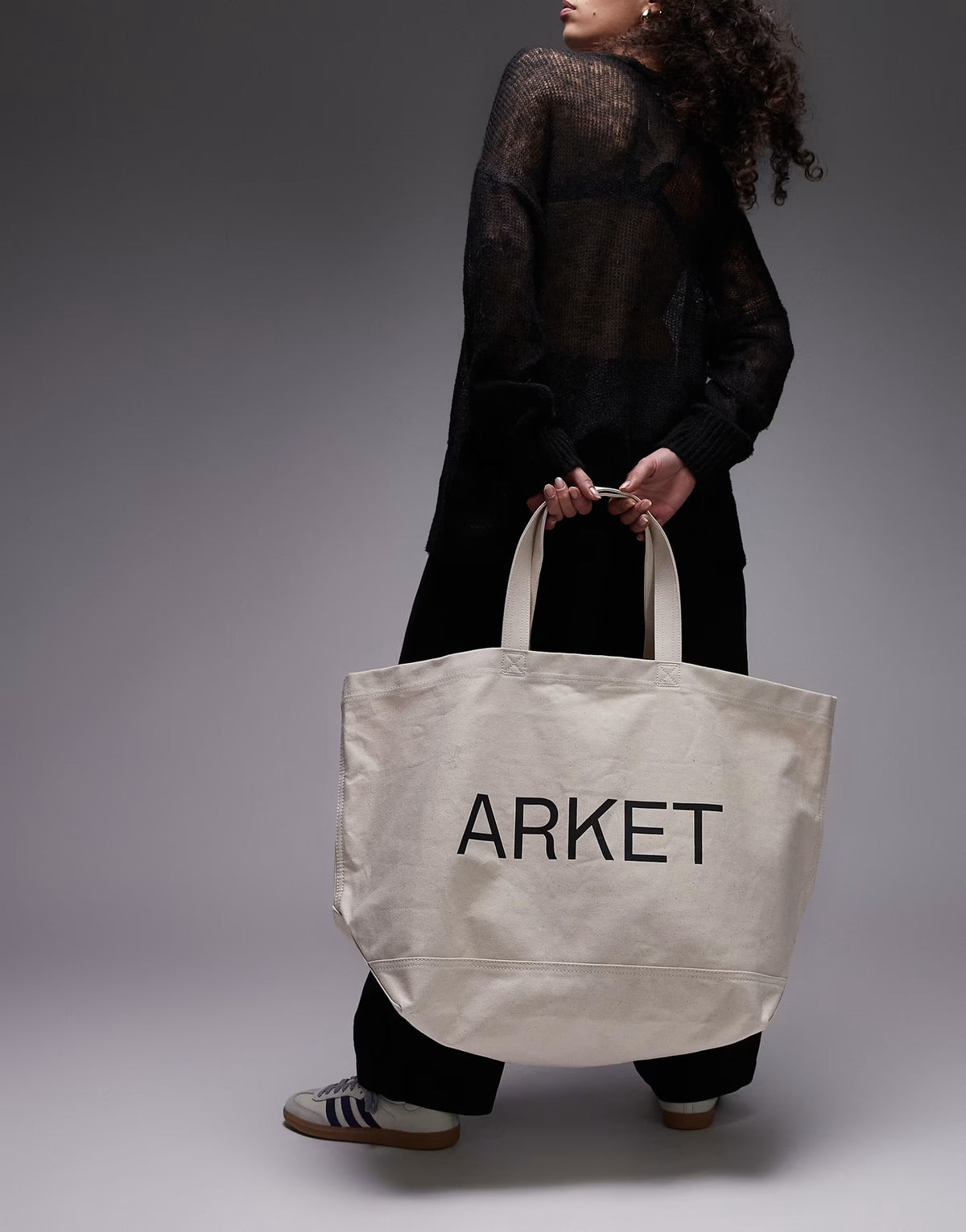 ARKET oversized canvas tote bag in off white